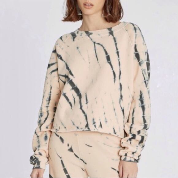 Wildfox Orange Olivia Sweatshirt Spiral Dye Crop Boxy Pullover Sz S NWT - Picture 1 of 13